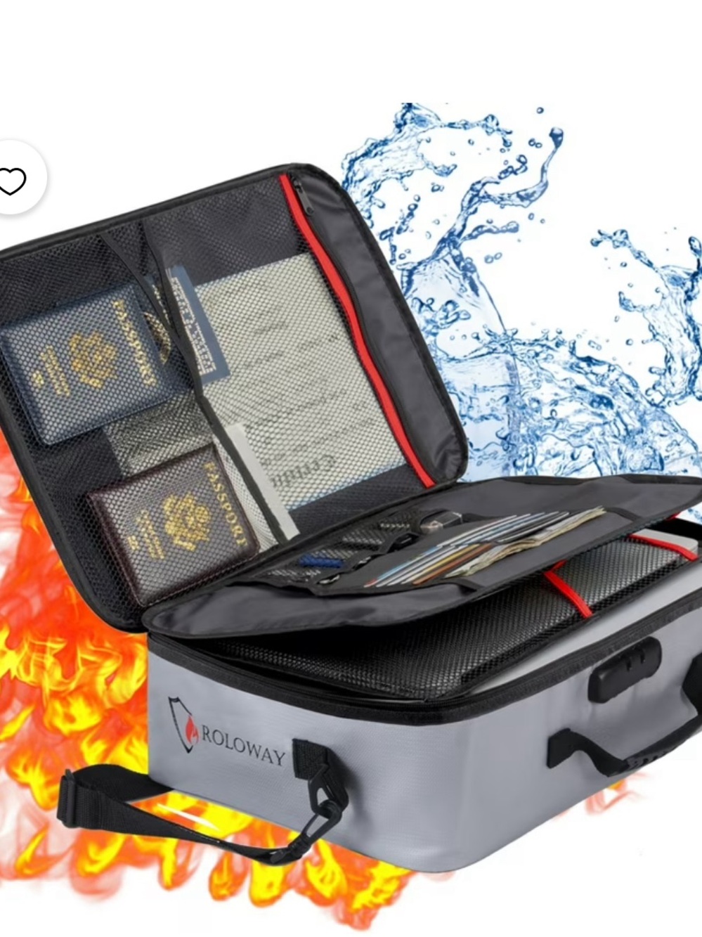 2800 Degrees Fireproof Bag With Lock Security With Luggage Strap